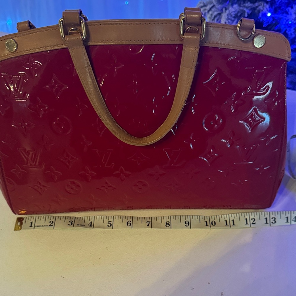 Louis Vuitton Red vernis and Tan Patent Leather Satchel - Picture 16 of 17